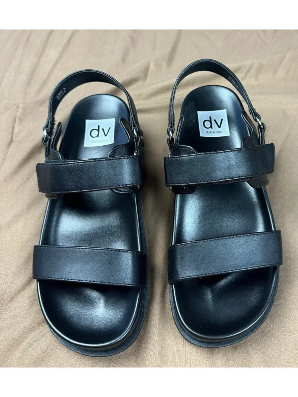 DV by Dolce Vita Women's Argyle Strap Sandals Black Size 6